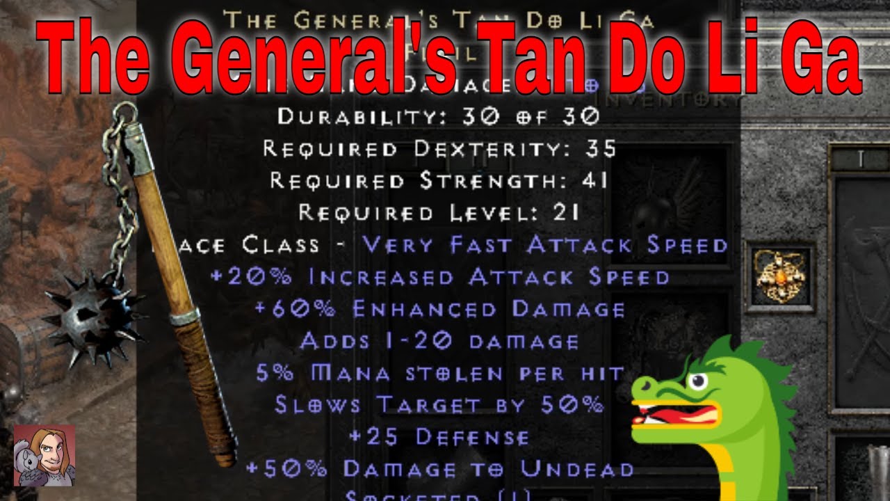D2R Unique Items - The General's Tan Do Li Ga (Flail)