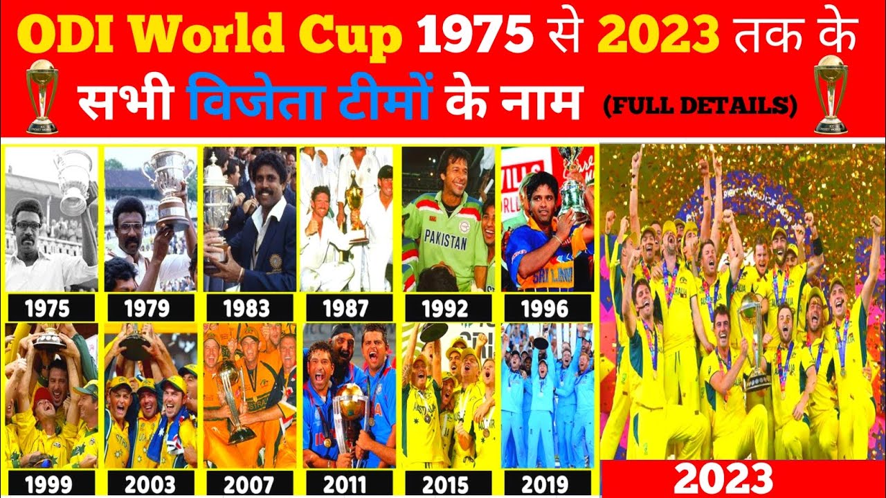 ODI World Cup History 1975–2023 | सभी विजेता, Player of the Match & Player of the Tournament #odi 