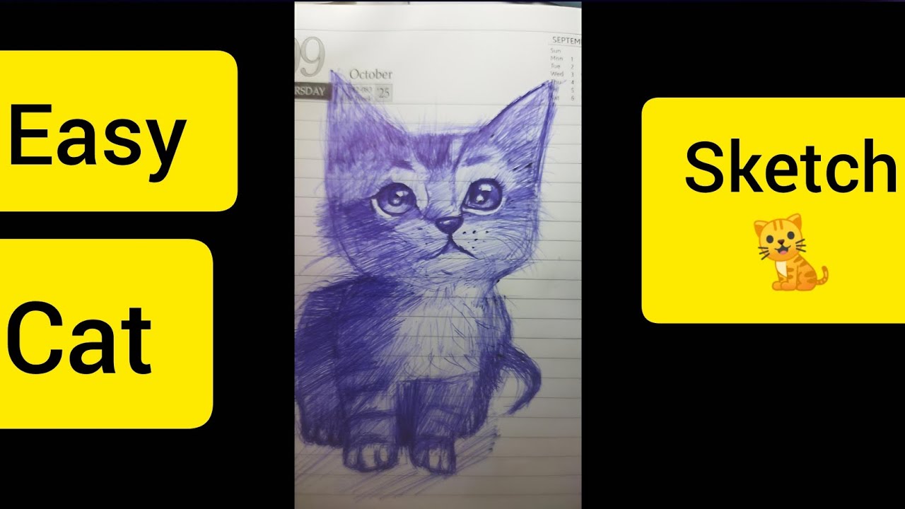 🐱 Cat Easy pen sketch🐈 #shortvideo #viral  #shortsfeed #tranding #shorts #short #viral #viralvideo