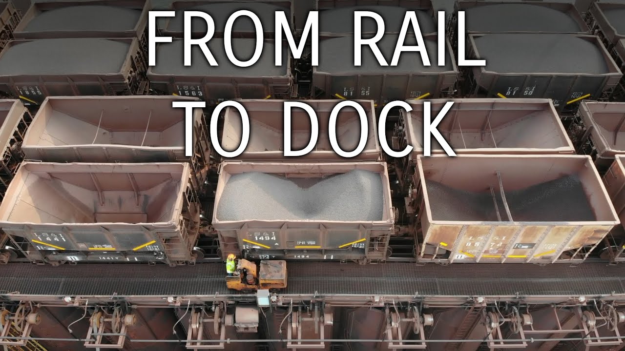From Rail To Dock! Train Unloads Iron Ore into the Marquette Dock!