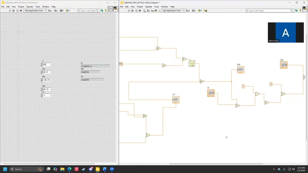 LABVIEW HW 1 CALCULATING JUNCTION CAPACITANCE OF A SILICON DIODE