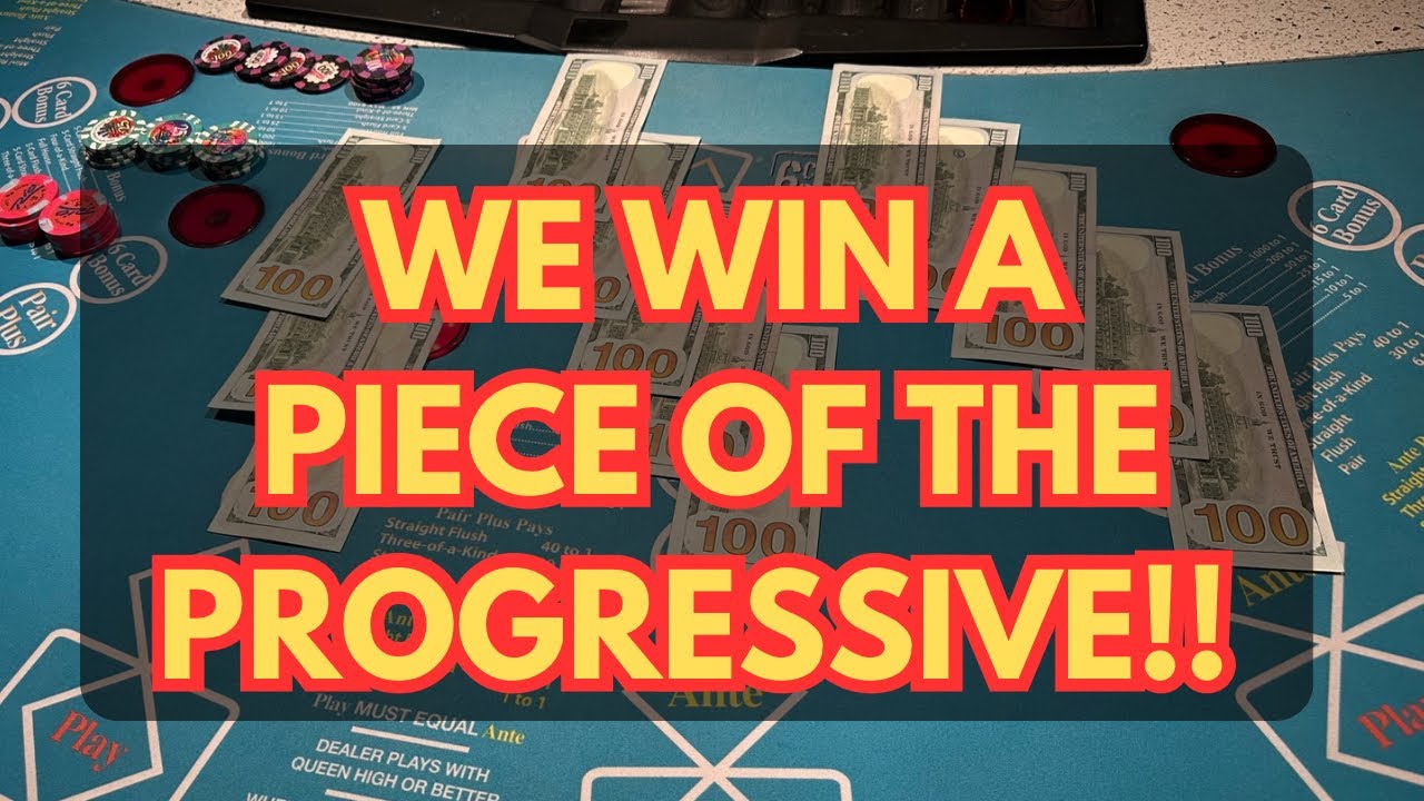 3 CARD POKER in LAS VEGAS! WE WIN A PIECE OF THE PROGRESSIVE!