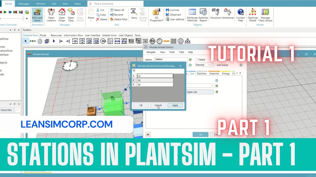 Stations in Flexsim | Exit Strategies | Plantsim tutorial | part 01