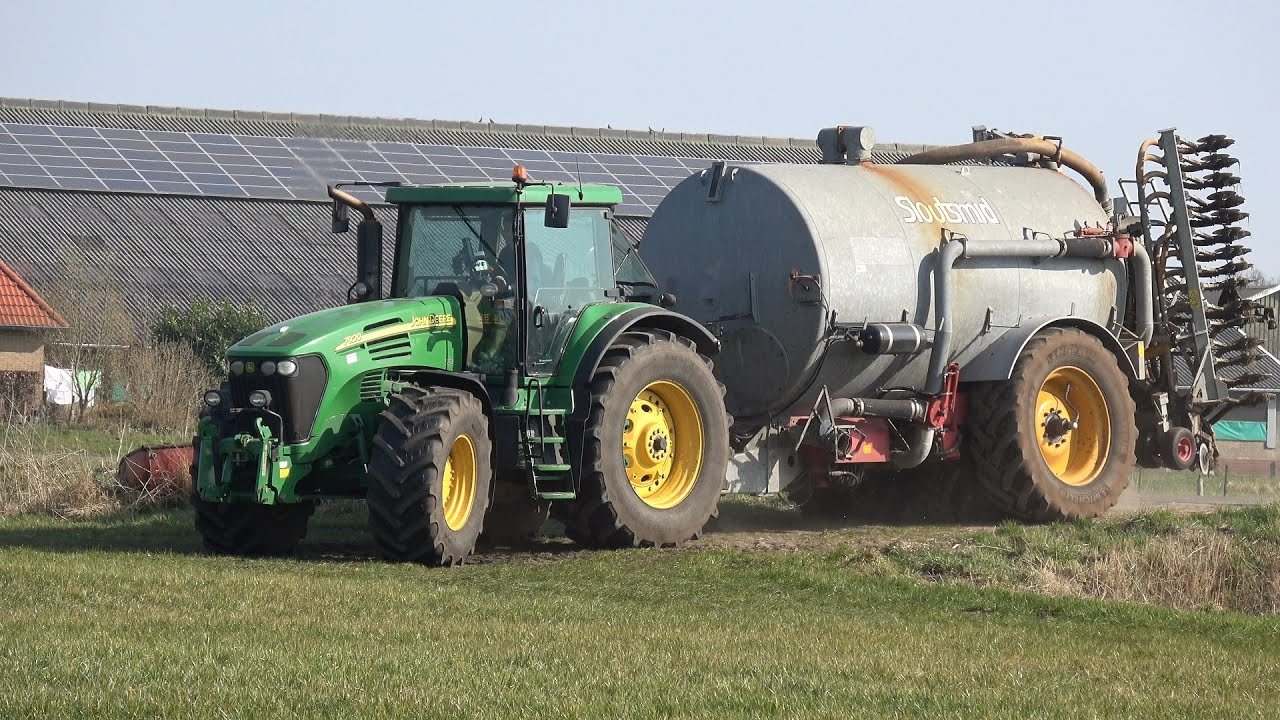 Weideslepen en bemesten met John Deere 2850 en 7920 met Slootsmid Multiwheel mesttank (2025)
