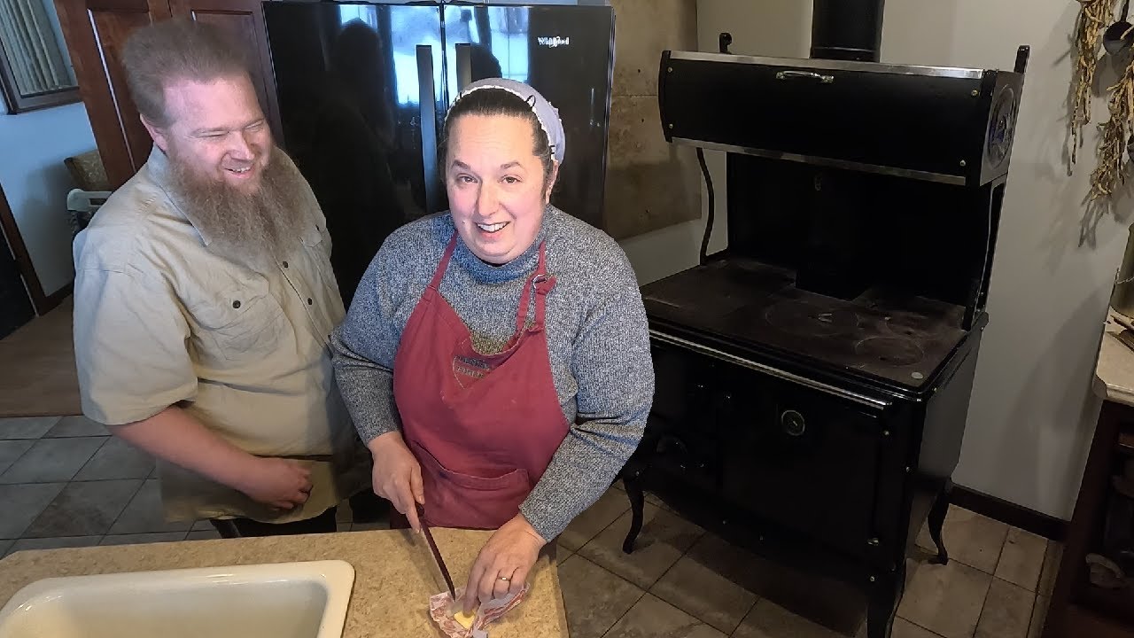 Wood Burning Cookstove, Baked Potatoes and Soup