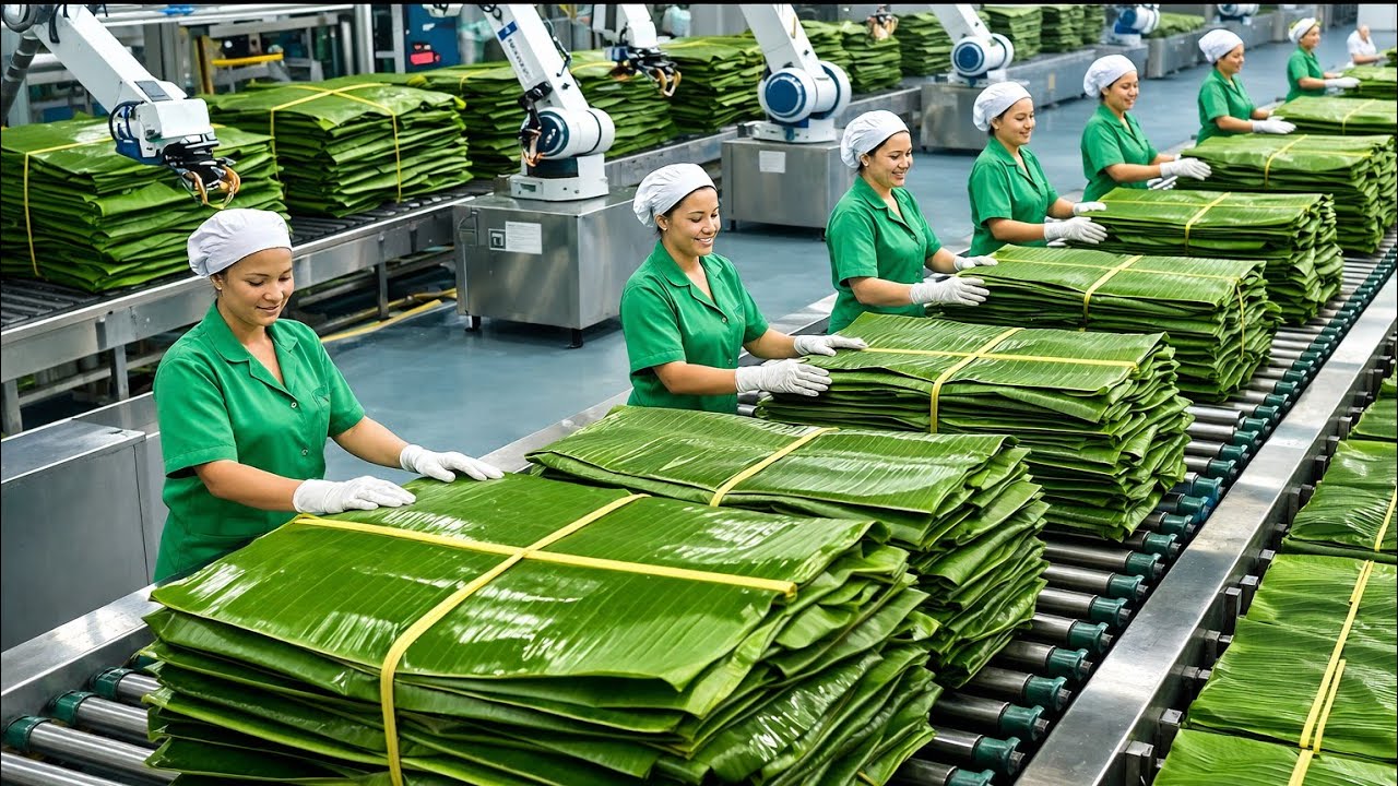 Inside The Largest Banana Leaf Factory/How Banana Leaves Are Processed 