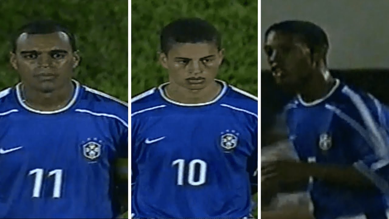 Alex, Ronaldinho e Denílson Jogando Juntos Contra o Paraguai em 1999