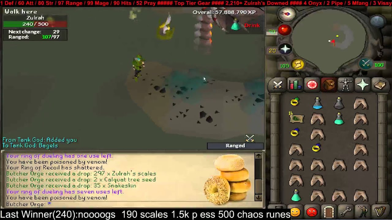 1 Def killing Zulrah - Range only - Crystal bow (I)