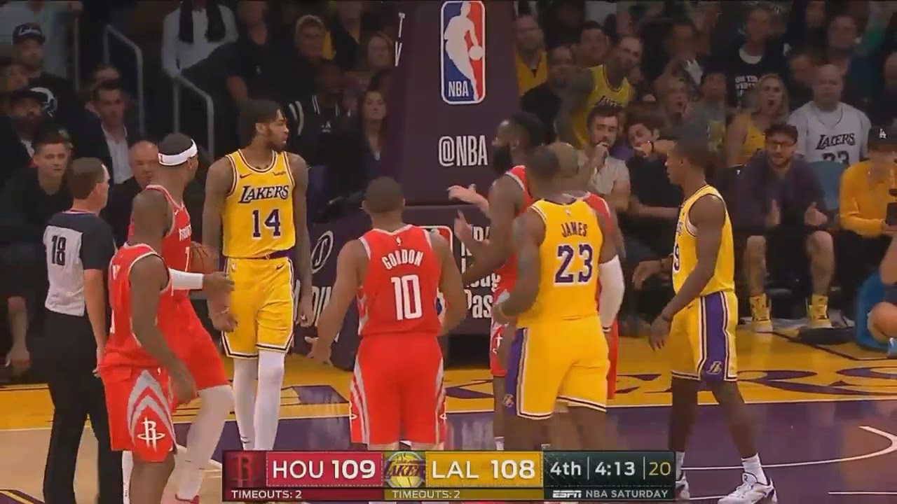 Rajon Rondo Throws Punch At Chris Paul After Brandon Ingram Shoves James Harden! Lakers vs Rockets