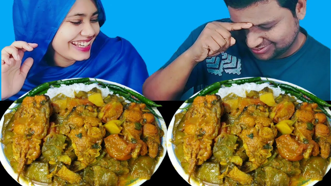 Spicy Vegetables Fish Curry And Rice Eatine Challenge | Vegetables Eating Competition | R+B Vlog