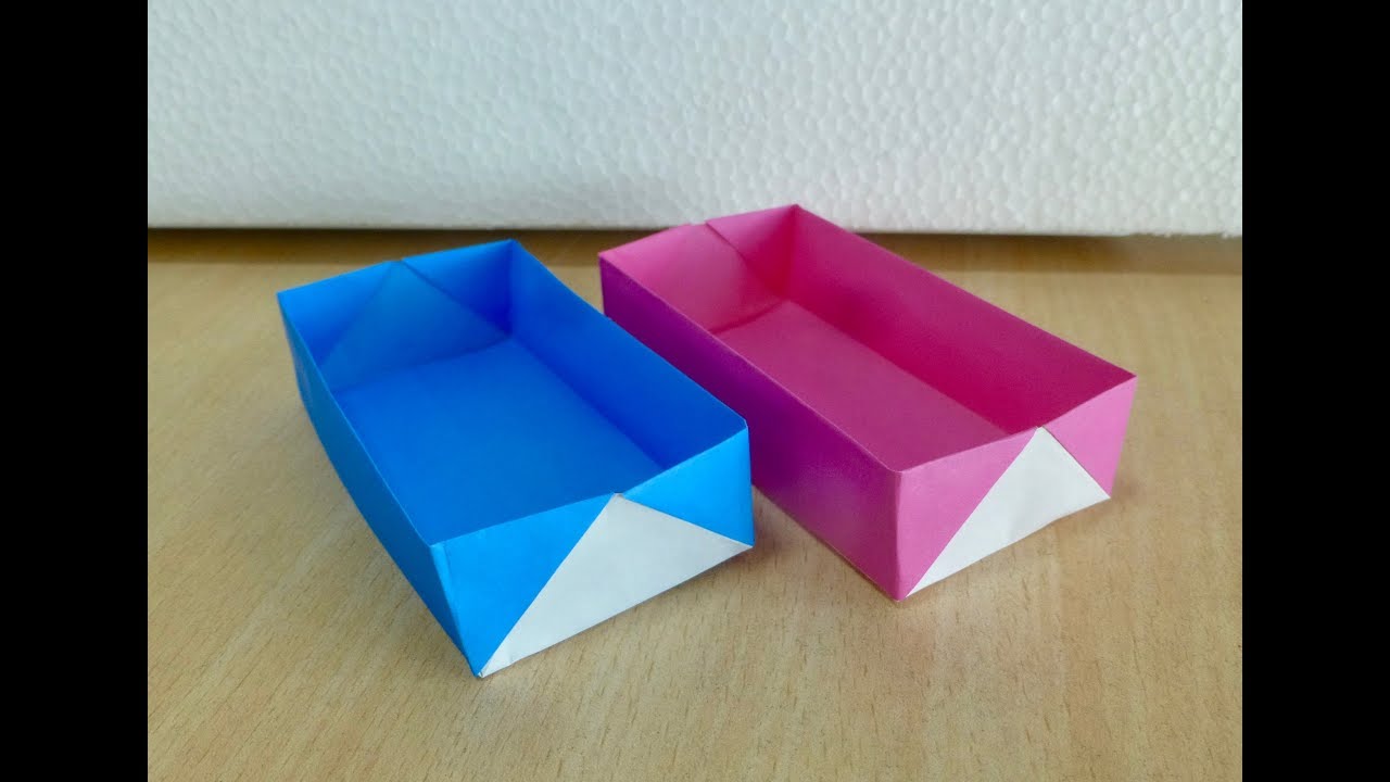Cara membuat kotak persegi panjang. Origami. Seni melipat kertas.