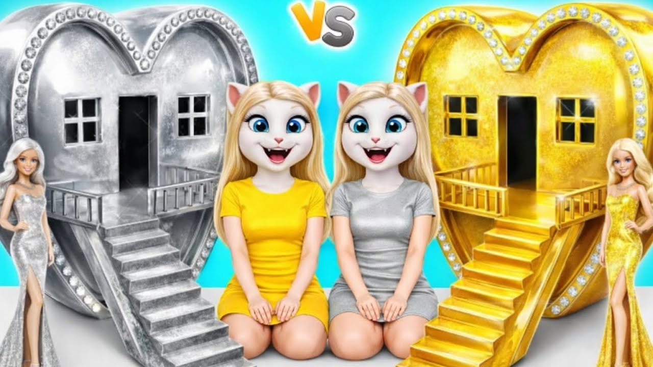 We Build Amazing Doll House Gold vs Silver Challenge | Funny Moments by My Talking Angela 2 