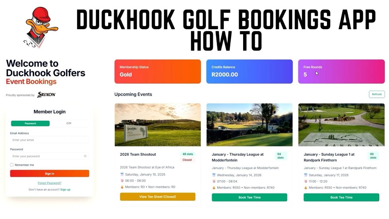 2026 NEW Duckhook Golfers Booking App - How to Use.