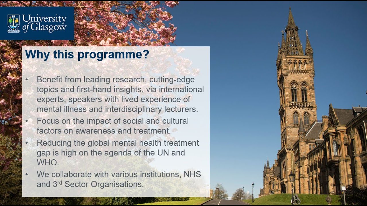 Global Mental Health MSc (Online) - College of MVLS, University of Glasgow