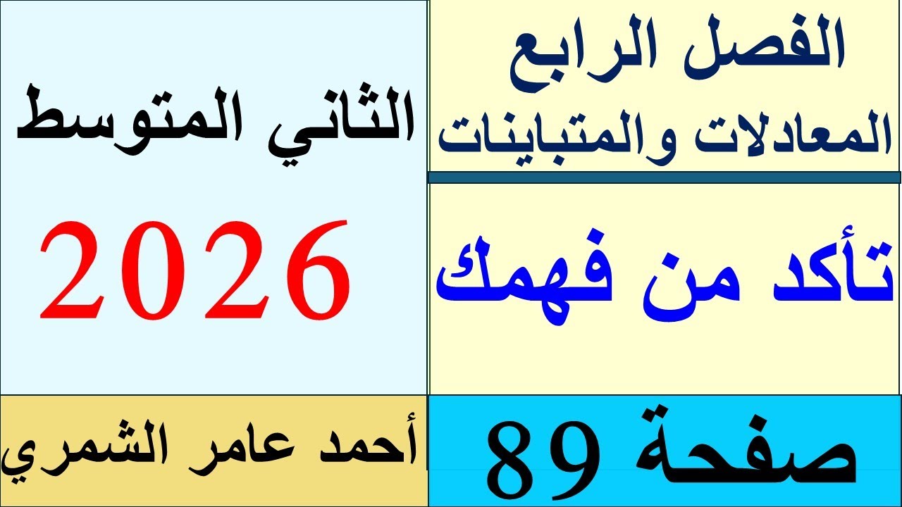 تأكد من فهمك صفحة 89  / رياضيات الثاني المتوسط صفحة 89  / الفصل الرابع