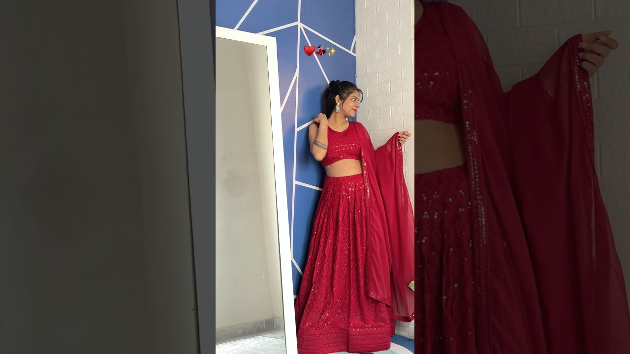 Fully stitched Red chikankari lehanga from meesho 