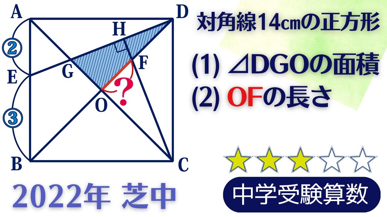 【中学受験算数】平面図形　正方形の中の直角三角形　角度から〇〇を見つけよう【難関クラス/偏差値up】