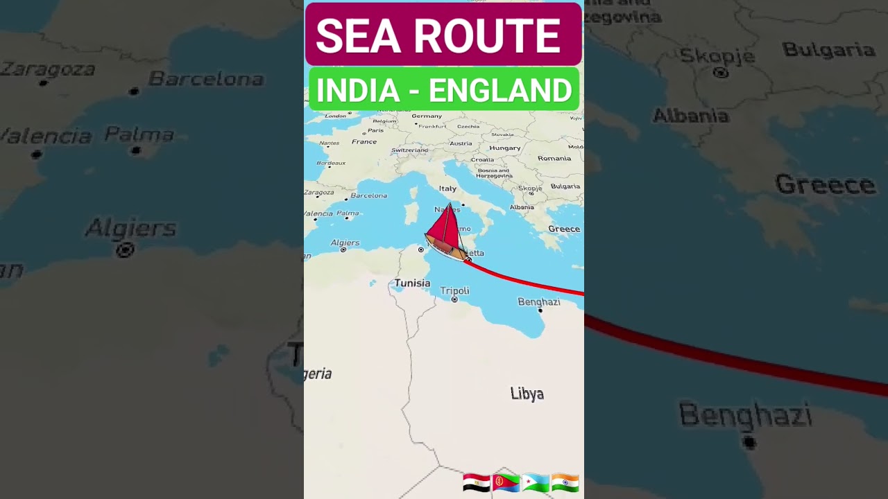 Sea Route india to England london #india #sea #ocean #uk #map #geography #shorts #2024 #treanding