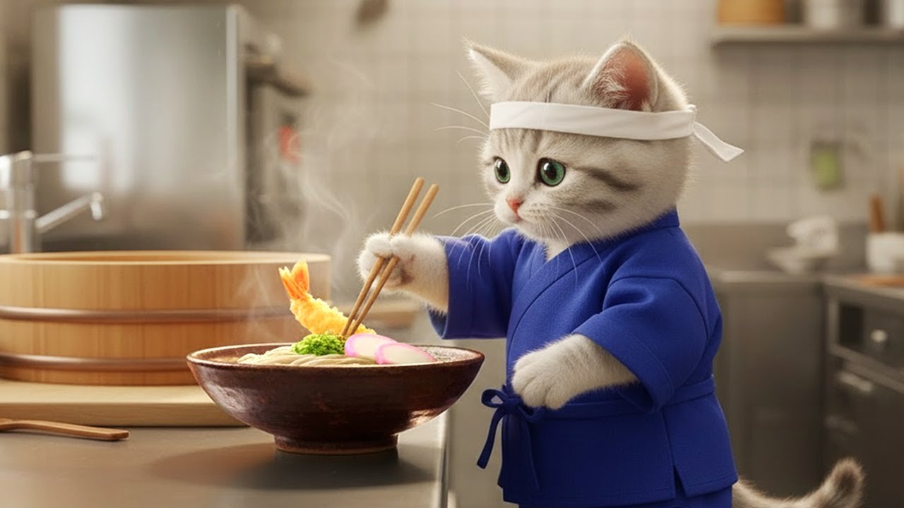 いらっしゃいませ!!そば屋の看板猫としてお仕事!!ねこの一日に密着🐱🍜