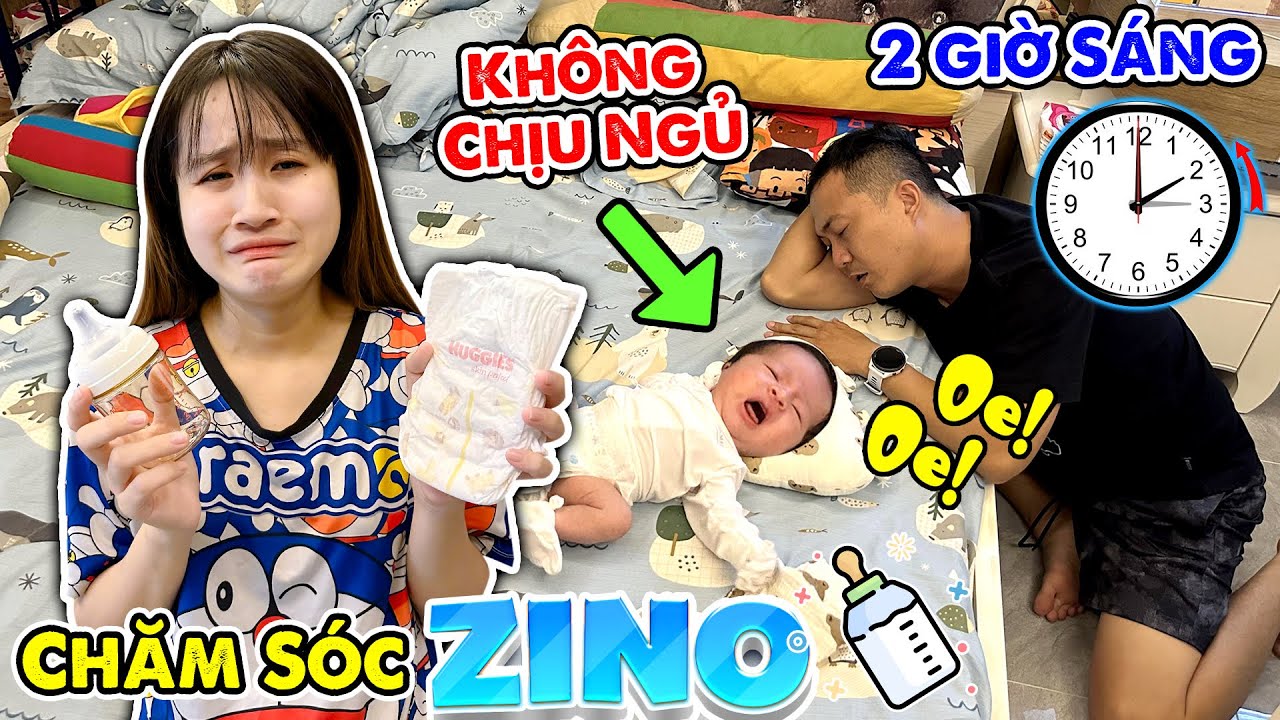 Thử Thách Chăm Sóc Zino Vào Lúc 2h Sáng - Vê Vê Channel