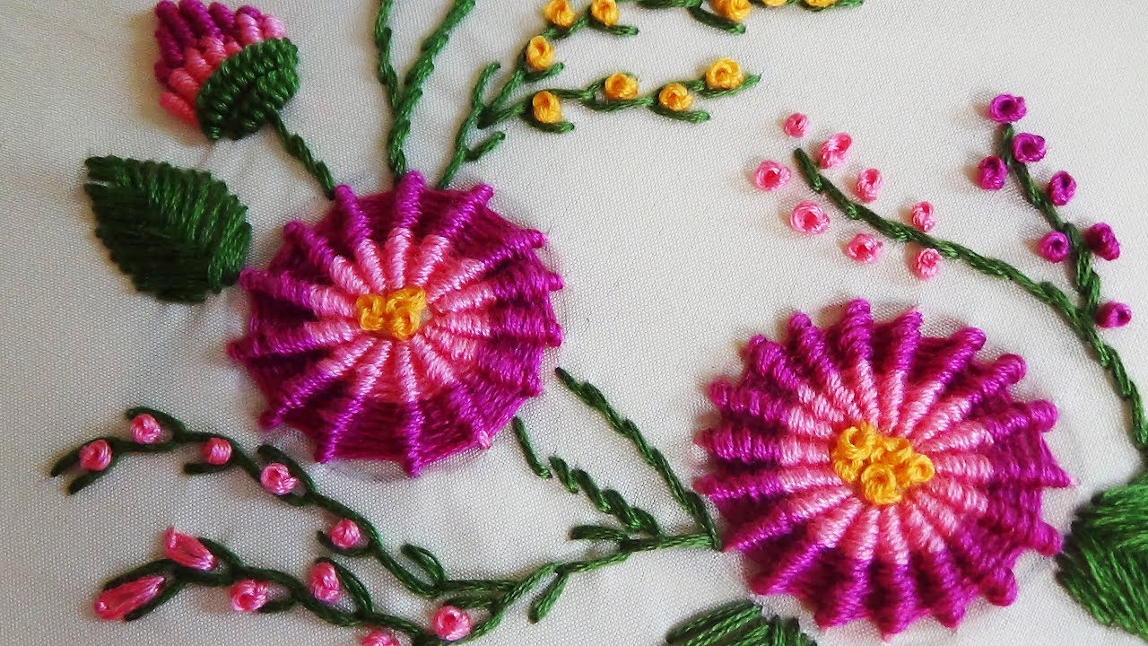 Hand Embroidery: Ribbed Spiderweb Stitch