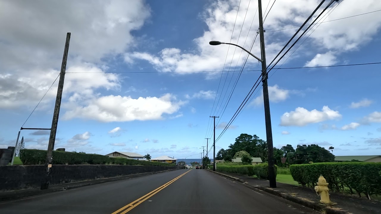 Driving on Ponahawai Street in Hilo, Hawaii
