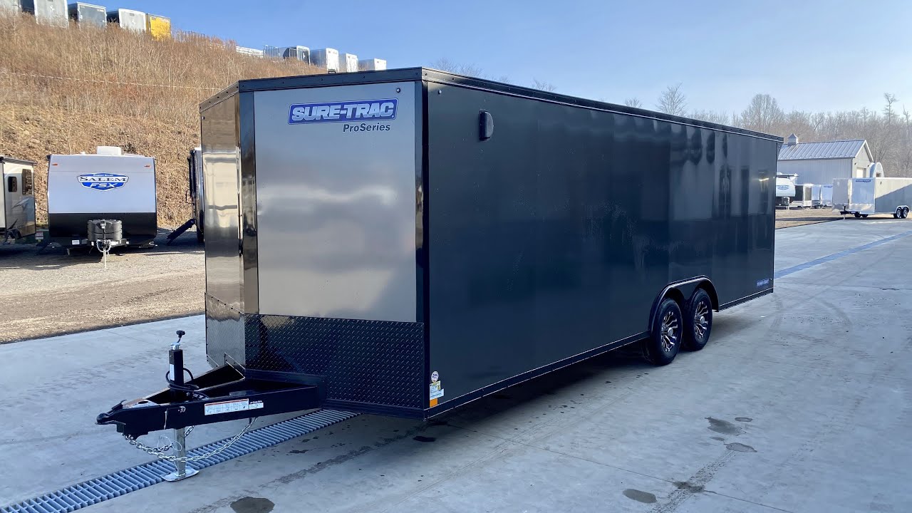 2021 Sure-Trac 8.5x24' Pro Series Enclosed Car Hauler Trailer 9900# GVW * CHARCOAL BLACKOUT EDITION