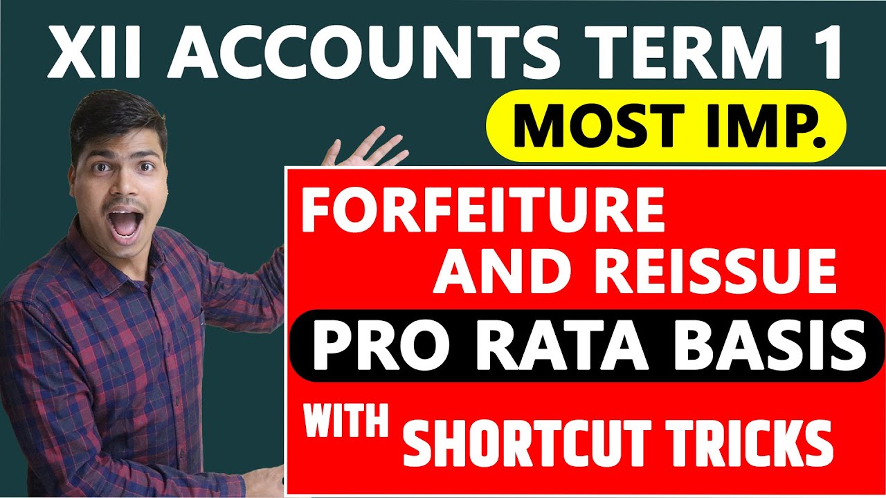 PRO RATA | Forfeiture and Reissue of shares Most Important MCQ. Term 1 12th Accounts 2021- 22