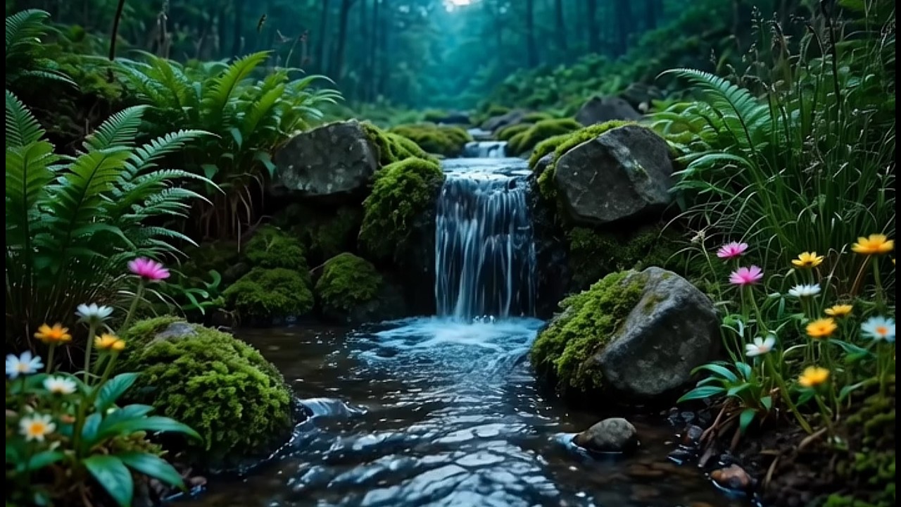 Peaceful Forest Stream 🌿 Relaxing Waterfall Sounds & Birds for Deep Sleep