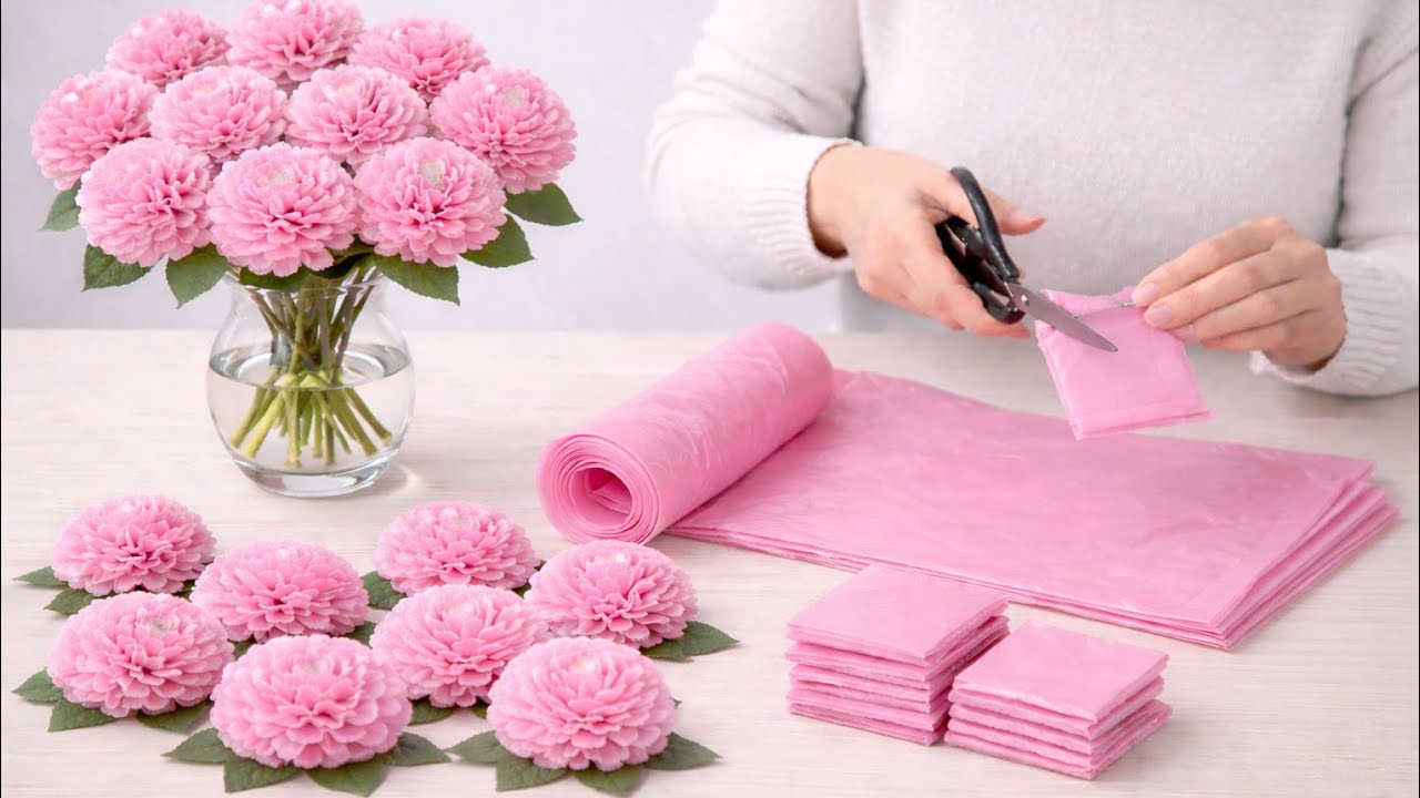 How To Make Round Tissue Paper Flower - DIY Paper Craft