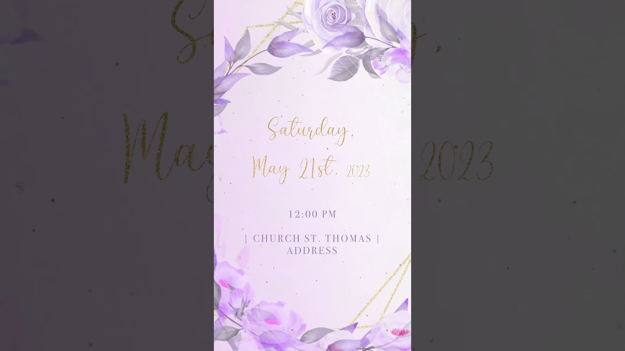 #shorts Purple Butterflies and cute flowers  Baptism Video Invitation - PREMIUM - 5 Slides 2 Photos