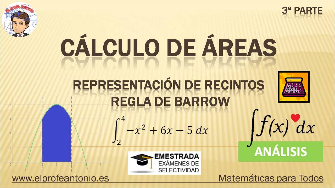 Cómo calcular el ÁREA bajo una CURVA. Integrales DEFINIDAS. Regla de BARROW. Ejercicios de EMESTRADA