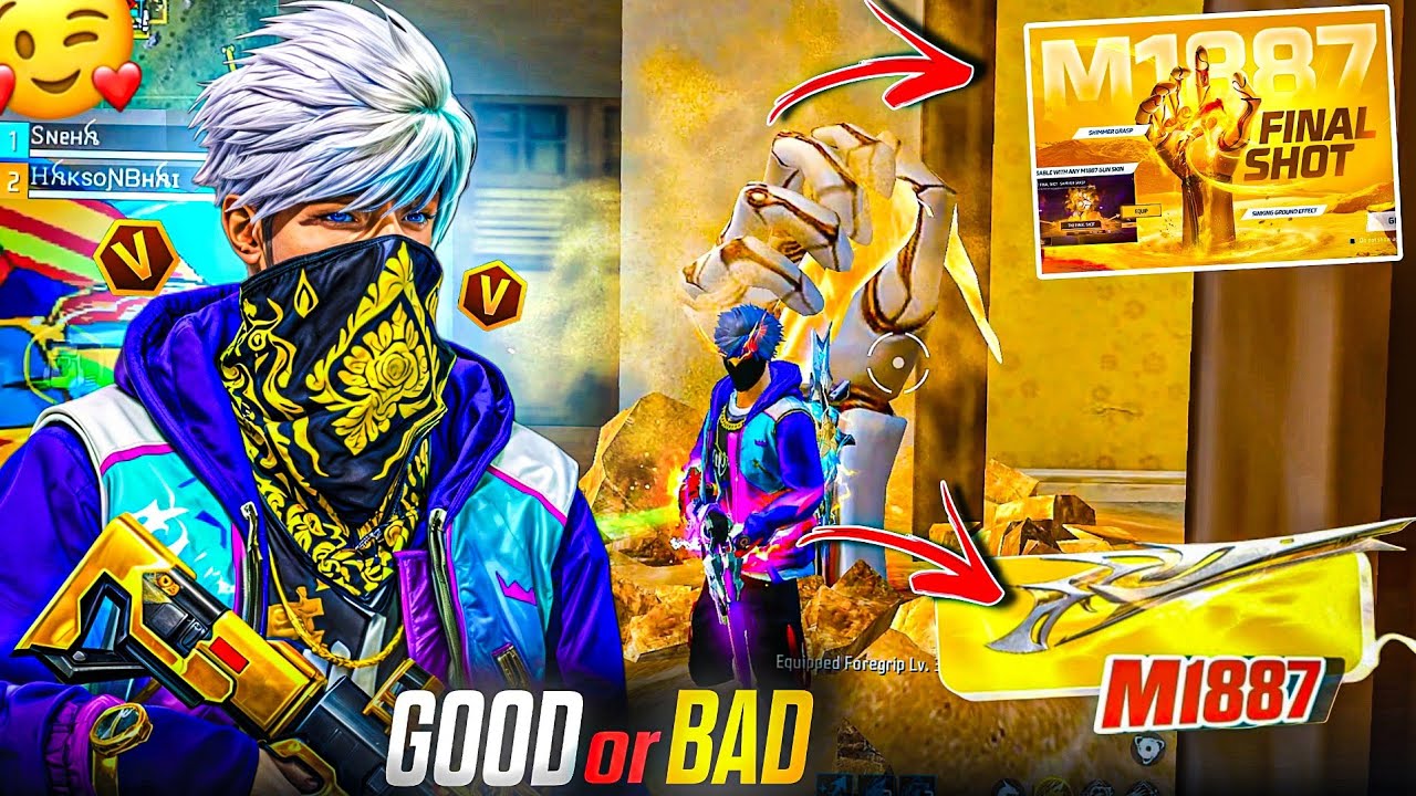 New Sand M1887 Skin With Final Shot Animation Is Good or Not ? 🤔 Garena Free Fire