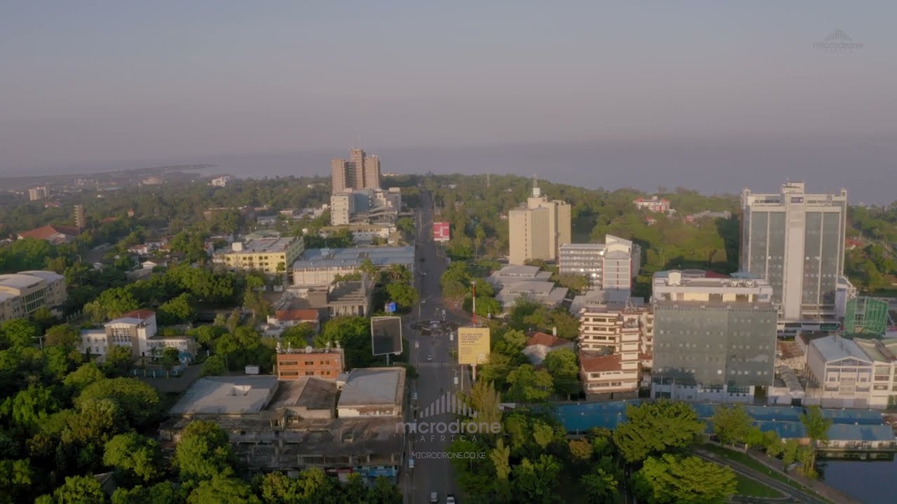MICRODRONE AERIAL STOCK FOOTAGE KISUMU CITY SUNRISE