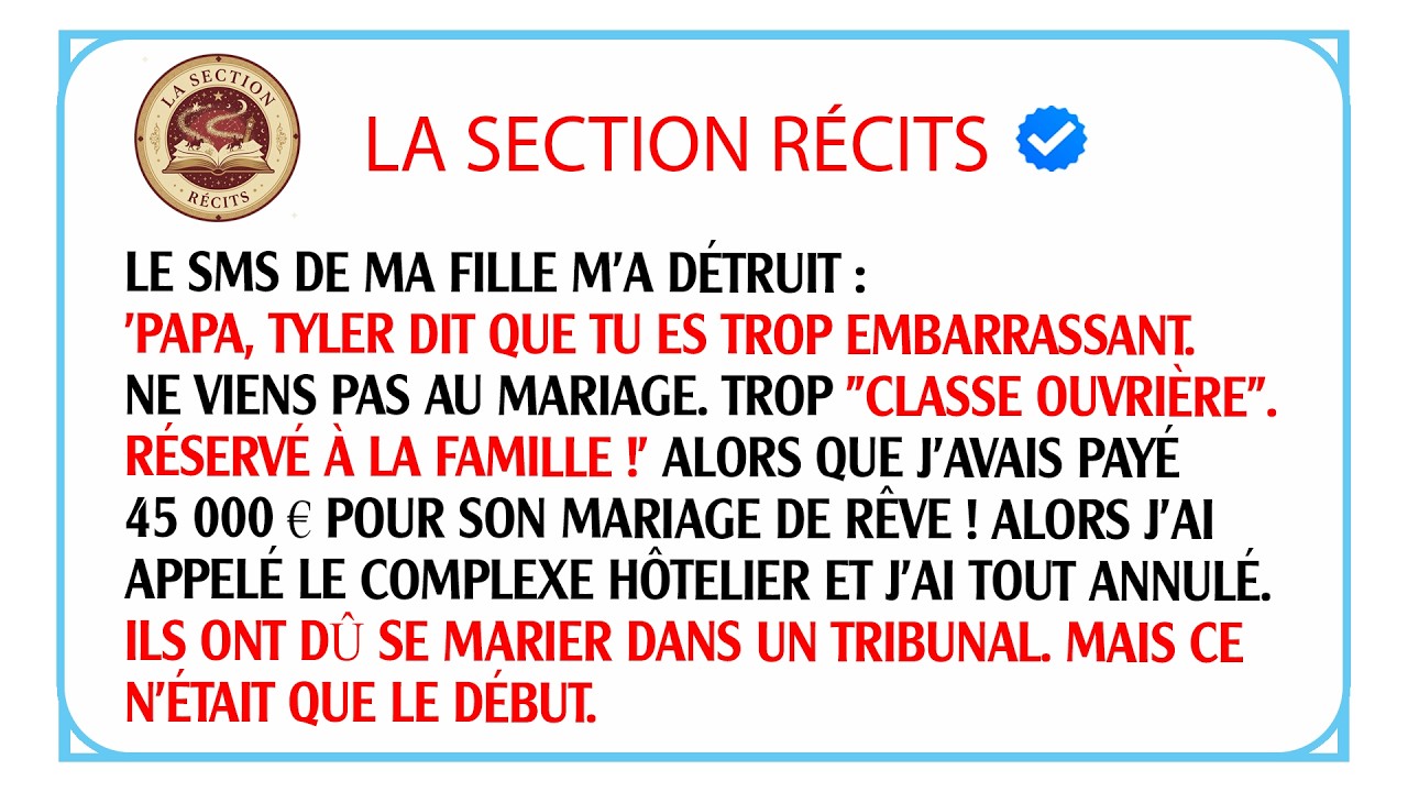 Ma fille m'exclut de son mariage de 45 000€ car je suis trop ouvrier. J'ai décidé de tout annuler.