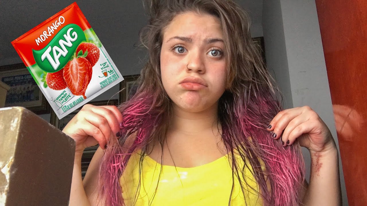FUI PINTAR MEU CABELO COM SUCO TANG E OLHA NOQ DEU!!!