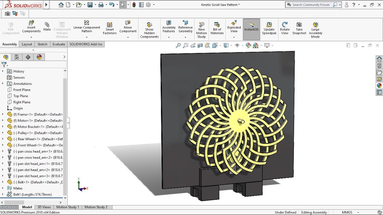 Kinetic Art Sculpture - Scroll Saw Pattern Design and Animation in Solidworks