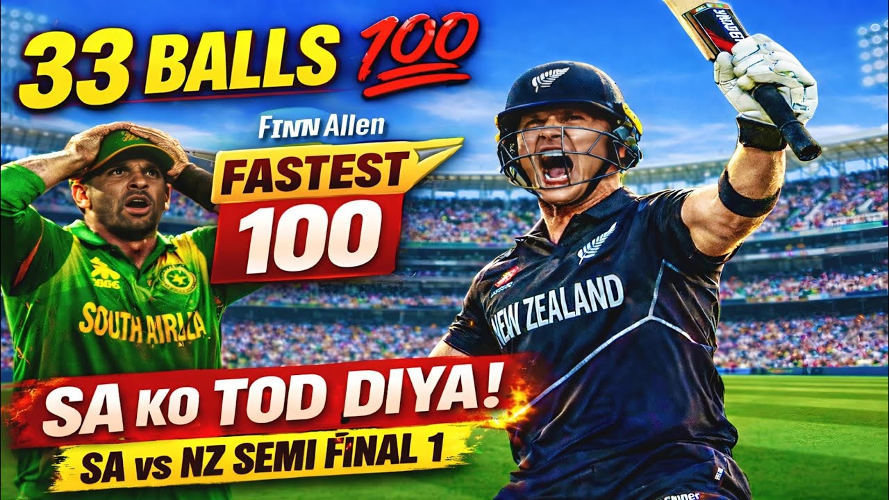 Finn Allen Fastest 100 in 33 Balls 😱 | SA vs NZ Semi Final 1 | T20 World Cup 2026