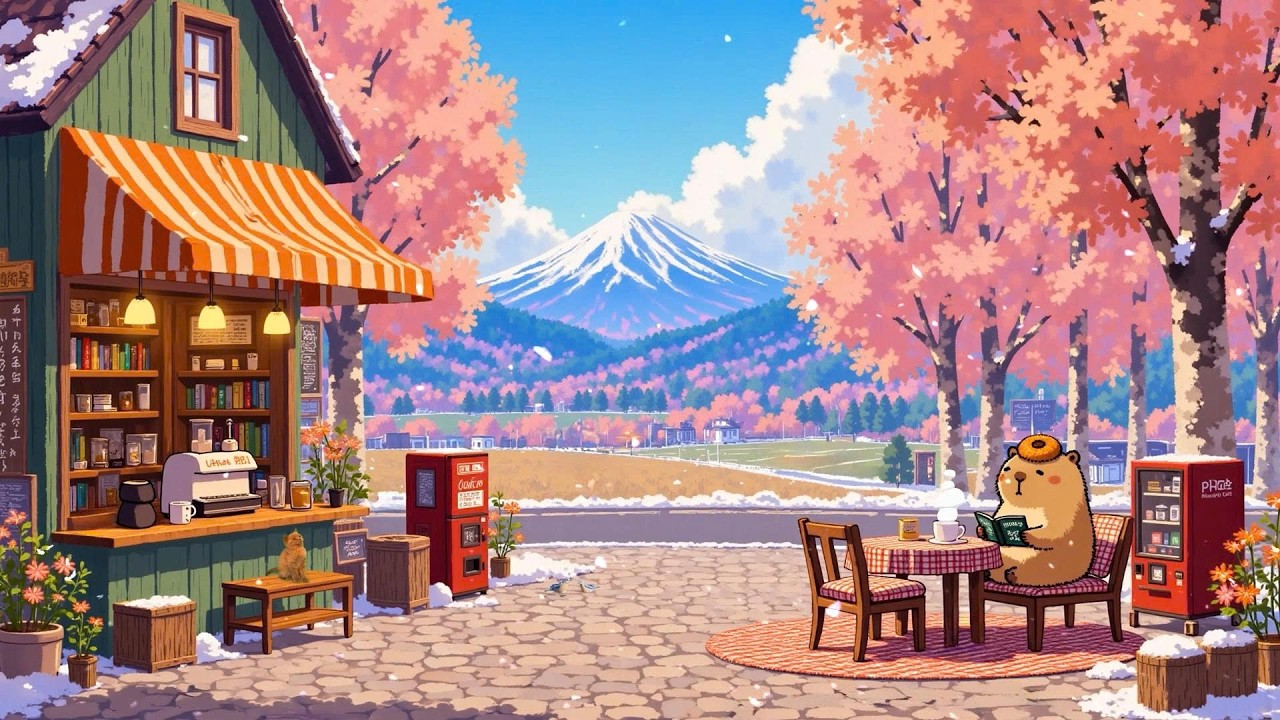 Cozy Street Coffee Shop Ambience ☕ Chill Lofi Capybara 🌿 Lofi Deep Focus to study/work/relax