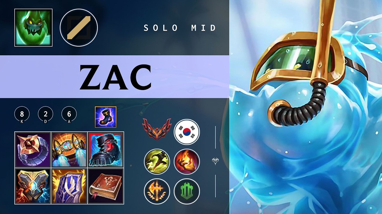 Zac Mid vs Galio - KR Grandmaster Patch 26.04