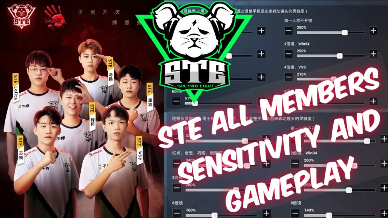 STE All Members Sensitivity And Gameplay•Pubgmobile|wyy,Shanz, Lolita,Sunan,Letgo,Young|Chinese pros