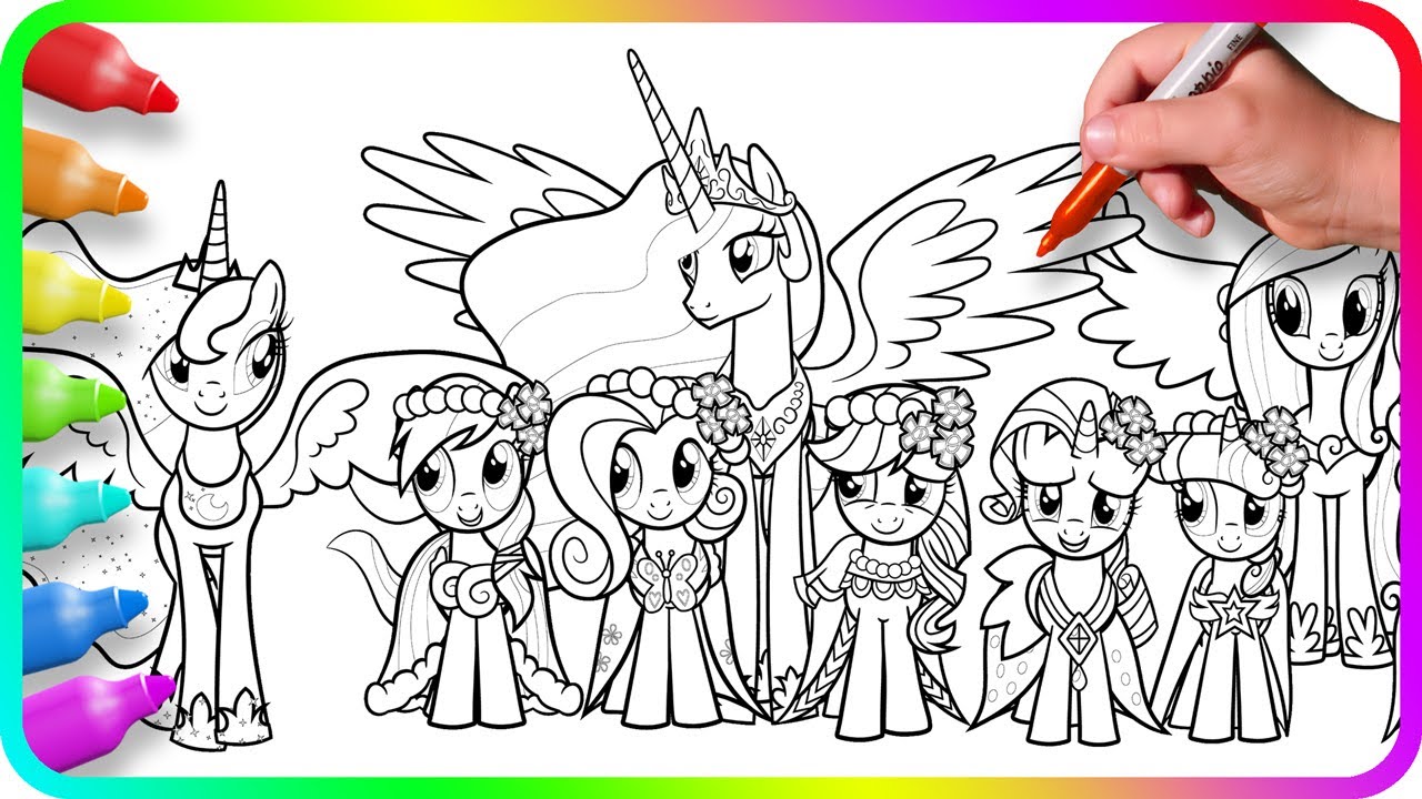 Coloring Pages MY LITTLE PONY - All Friends / How to color My Little Pony. Easy Drawing Tutorial Art