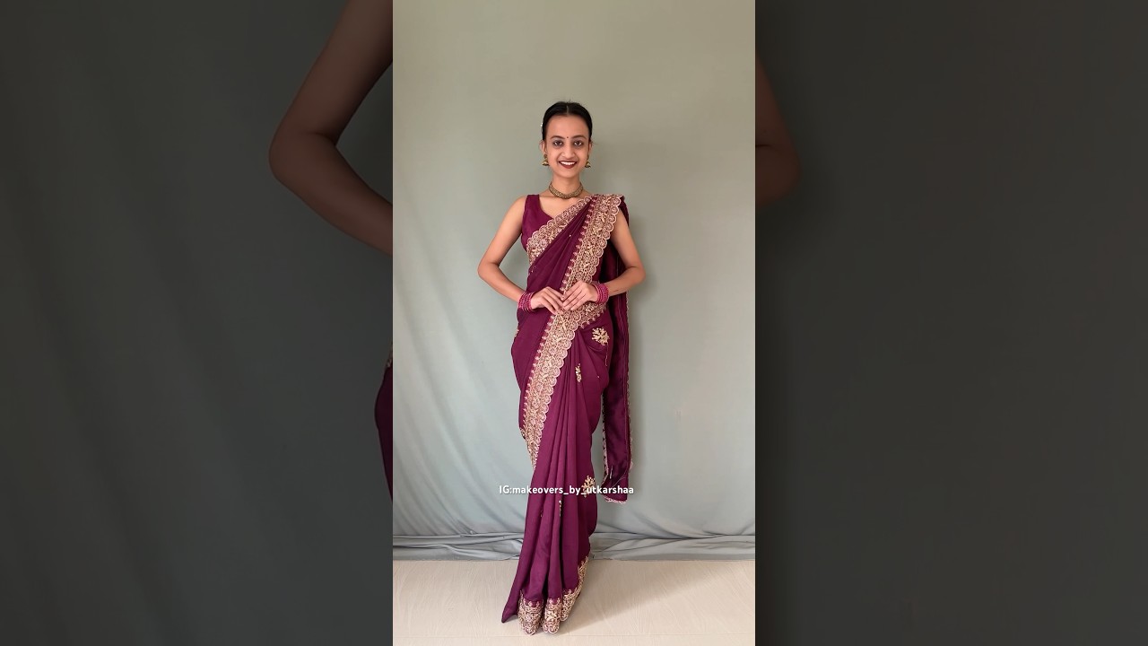 Heavy border saree draping perfectly || perfect pleats #shorts #saree @GroomingwithUtkarsha
