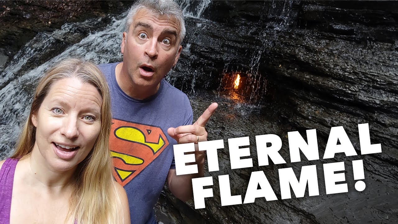 Free RV camping & a van life adventure to Eternal Flame Falls - a natural wonder in western NY