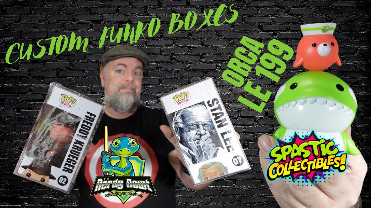 LE 199 Spastic Orca Designer Toy | Nerdy Newt Funko Art Boxes | Custom Funko Pop Armor Protectors
