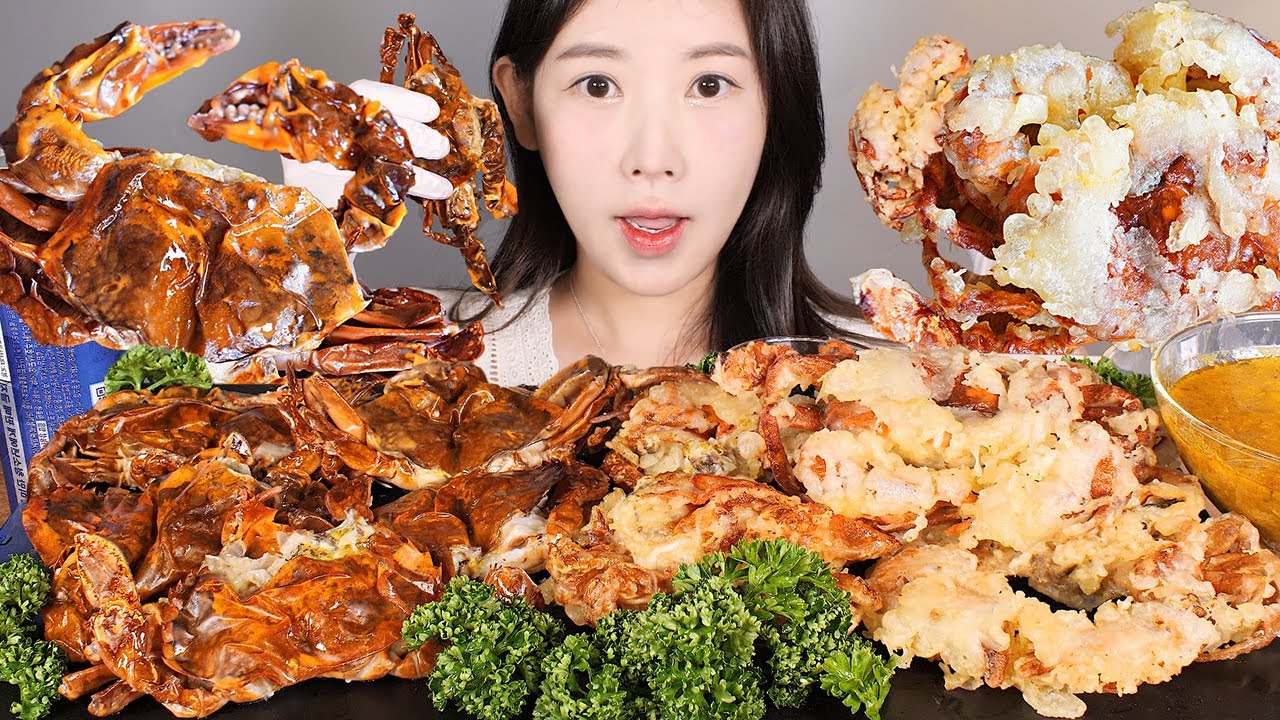 껍질까지 먹는 말랑 게🦀 소프트쉘크랩튀김 버터구이 먹방 Soft shell crab [eating show] mukbang korean food