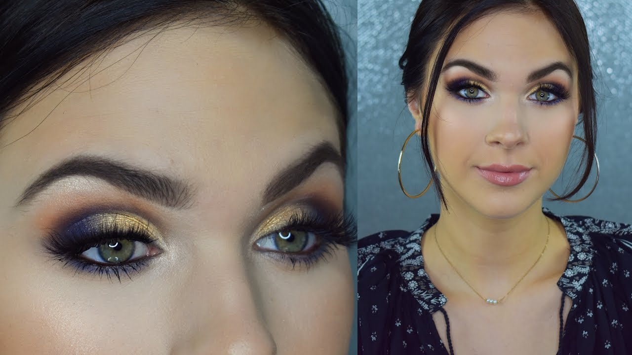 Navy & Gold Half Cut Crease | Quick Beat Makeup Tutorial