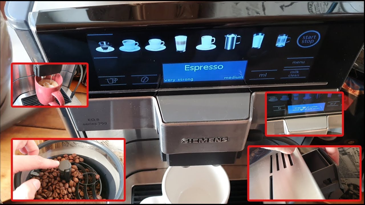 Обзор кофеварки Siemens EQ.6 plus s700 (TE657319RW функции кофемашины работа и чистка