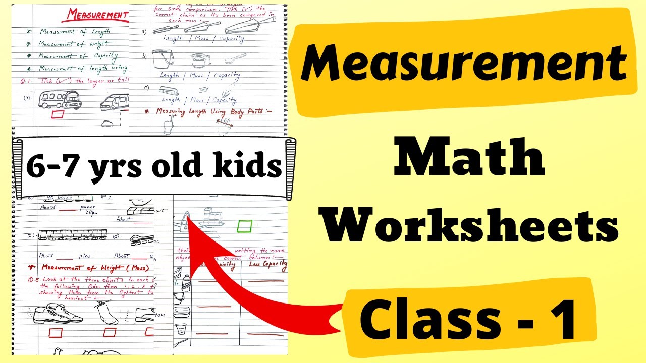 Measurement Worksheet for Class 1| Class 1 Math Worksheet |Class 1 Measurement Chapter| Class 1 Math