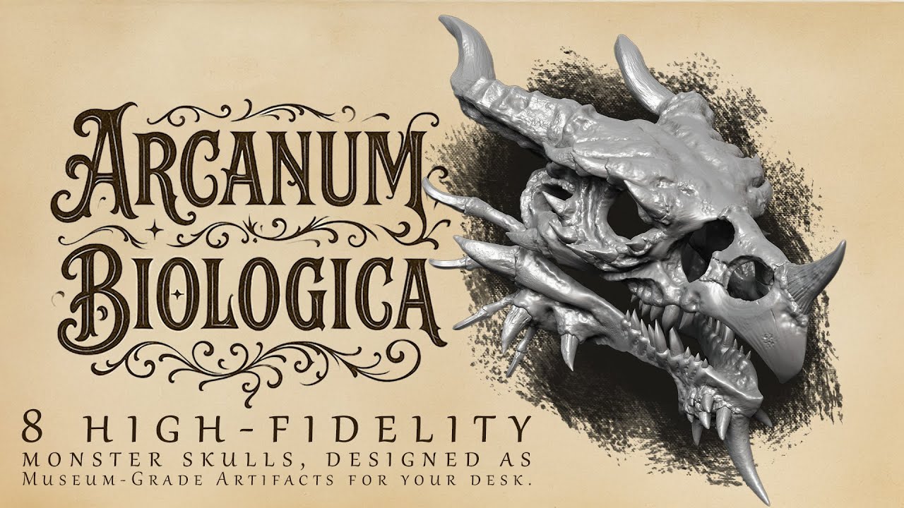 ARCANUM BIOLOGICA: 8 реалистичных черепов монстров для 3D-печати